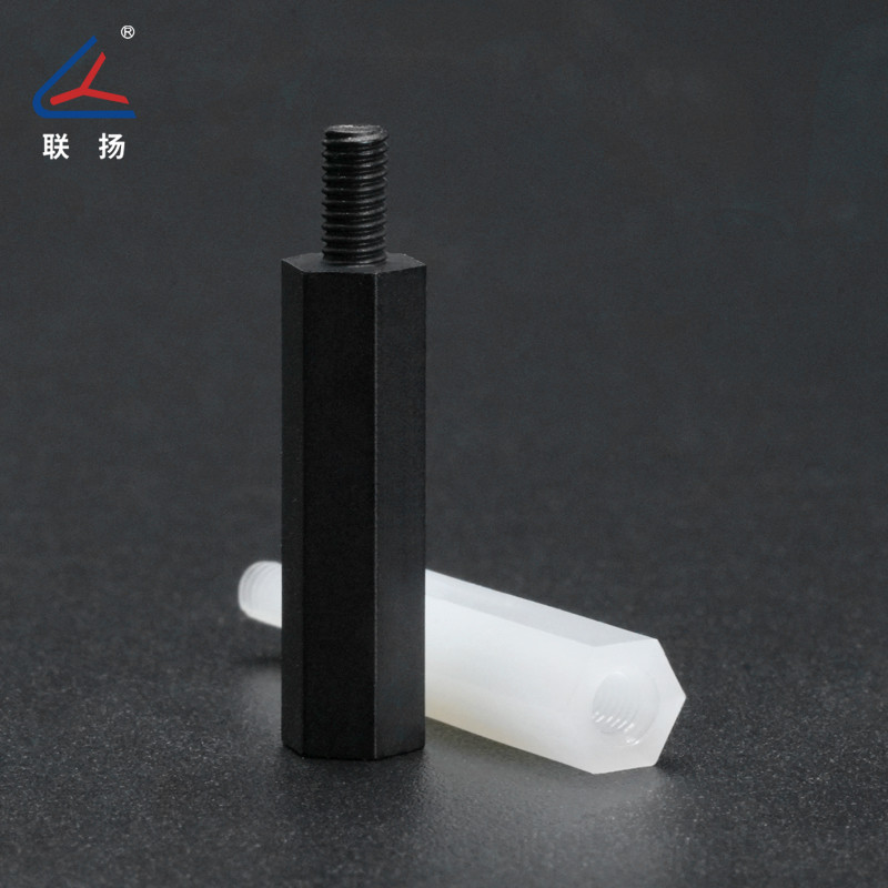 联扬hts*2.5+5绝缘六角柱m2.5尼龙螺柱隔离柱单通塑料单头柱黑