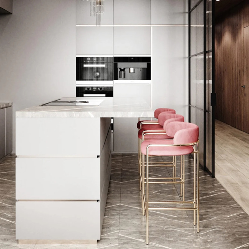 北欧现代简约吧台椅轻奢样板房布艺高凳厨房椅子咖啡厅家用高脚椅
