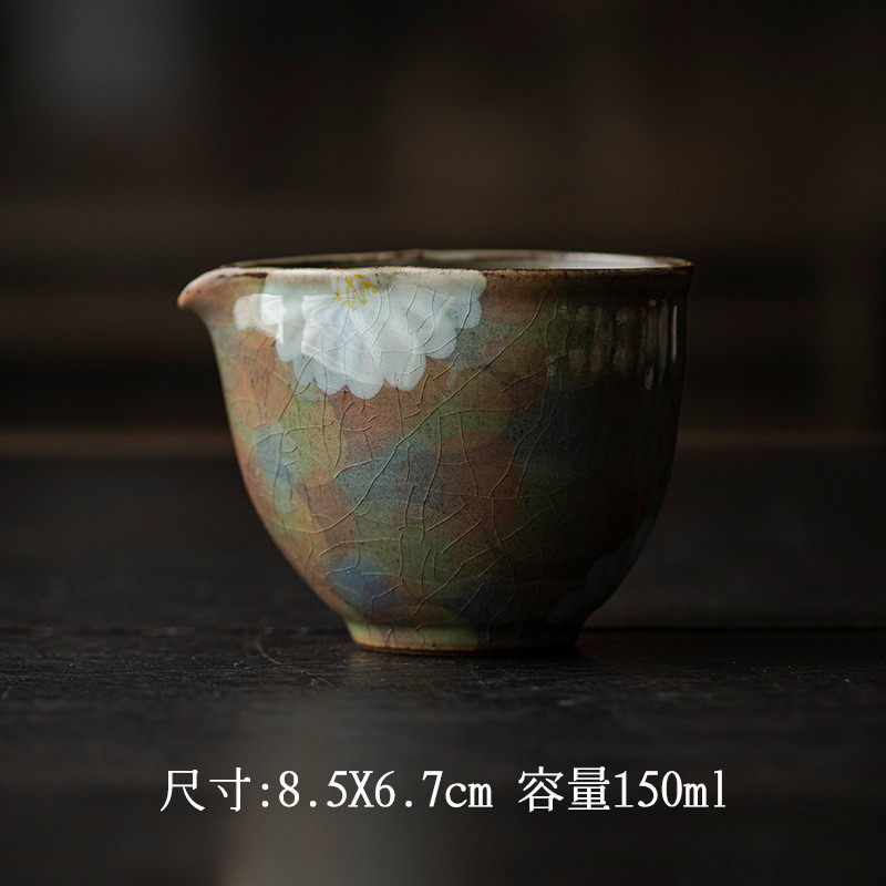 弥言开片釉纯手绘功夫茶具口公道杯家用陶瓷茶海分茶野菊花零配件
