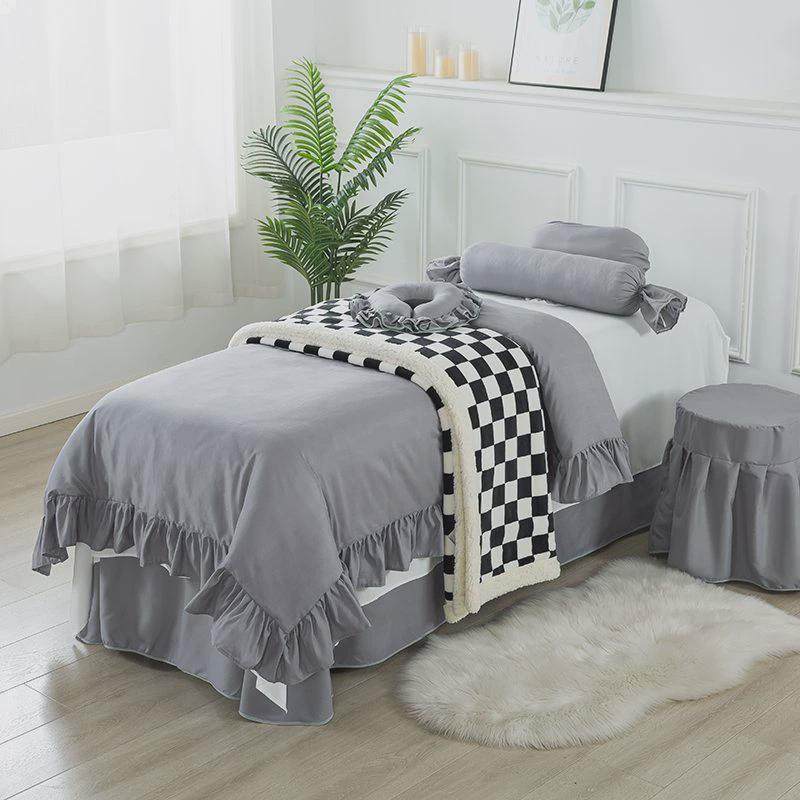 美容床单单件奢美容院黑白简约床罩四件套按摩高档格纯色厚,床上用品,床裙,淘宝优惠券,粉丝福利购,淘宝优惠卷