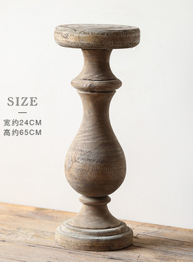 泡桐木柱形花架民宿客厅落地实木阳台置物架大摆件木质工艺品