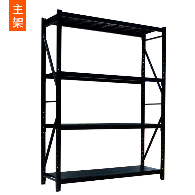 黑色货架仓储物架层架库房仓库多层收纳架工厂驿站货架层板铁架子