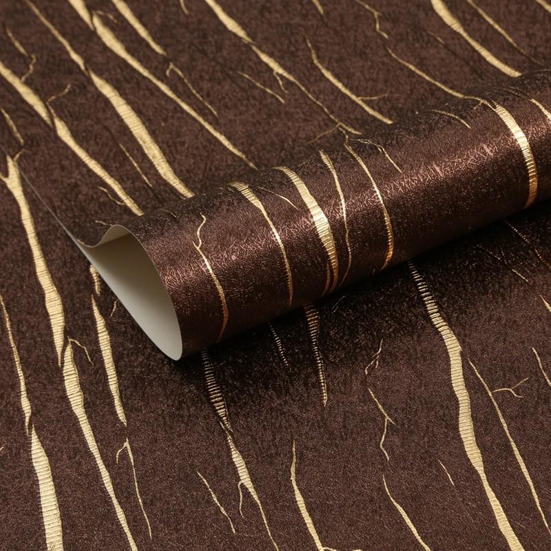 素色咖色3d金色线条暗纹墙纸客厅餐厅酒店工程简约纯深金箔壁纸