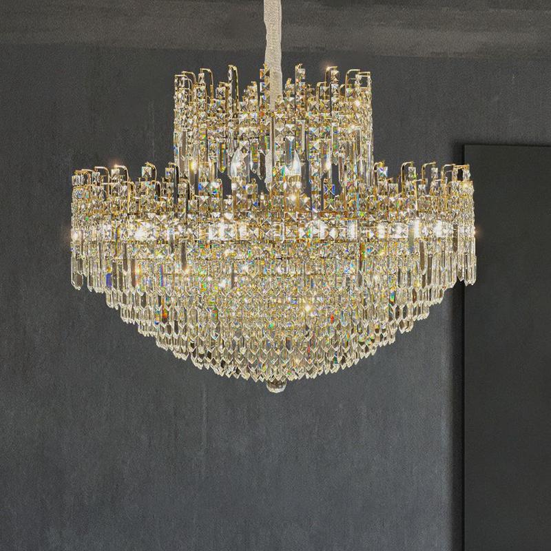 热销chandelier轻奢欧式卧室大厅高级感水晶吊灯客厅餐厅中山灯具