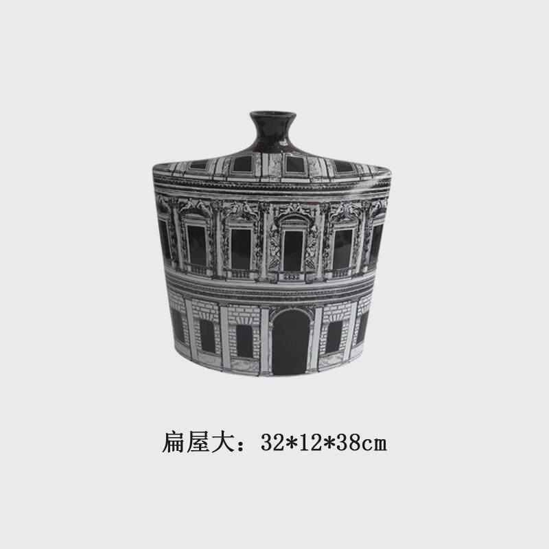 厂家直销创意装饰饰品摆件古罗马竞技场图案陶瓷花瓶样板房软装罐