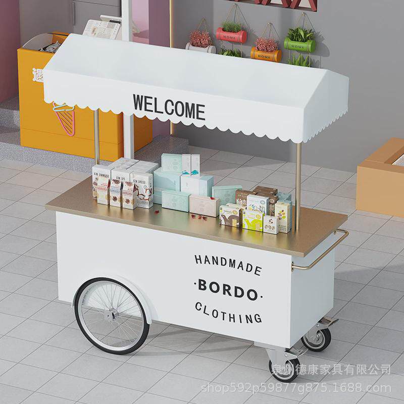 摆摊小推车花车户外手推餐车超市商场活动展示车夜市移动小吃车