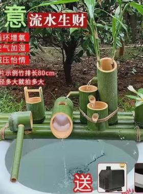 流水摆件落地石槽养鱼过滤家用增氧鱼缸客厅全自动室外流水器循环