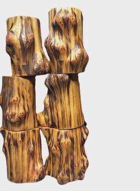 弥勒福崖柏木皮纹形虎随大笔筒打磨木质学习文具收纳笔筒桌面摆件