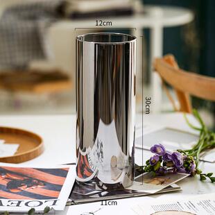 轻奢花瓶摆件玻璃透明水养富贵竹玫瑰百合插花客厅桌面落地装饰品