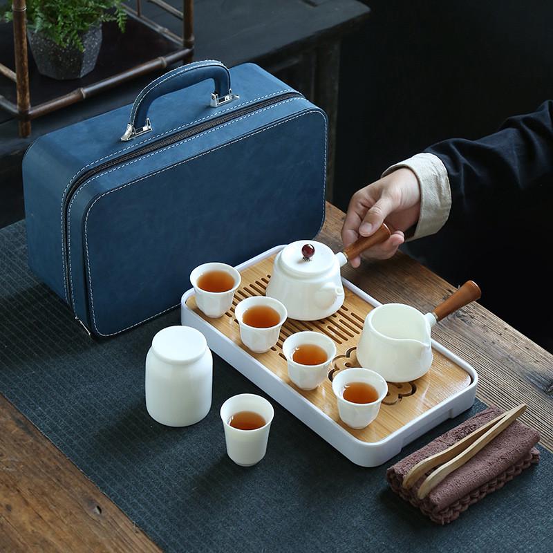 高档德化白瓷茶具套装家用羊脂玉瓷泡茶盖碗办公侧把茶壶茶杯陶瓷
