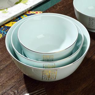 热销玉珑青瓷简中家用陶瓷饭碗面碗汤碗大碗5.5寸碗轻奢简约陶瓷