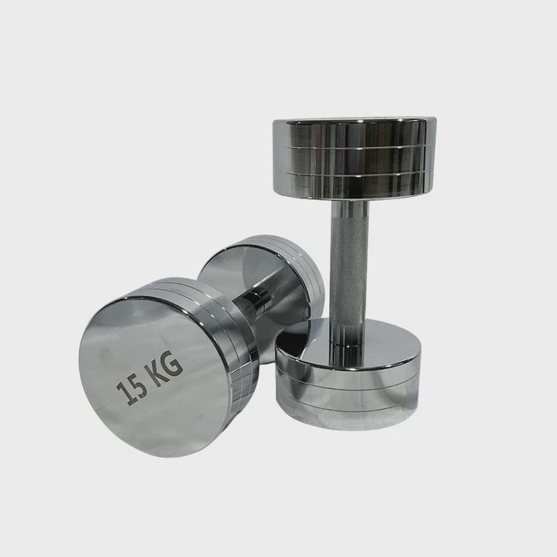 电镀哑铃实心商用男女健身器材哑铃家用运动一体健身电镀纯钢哑铃