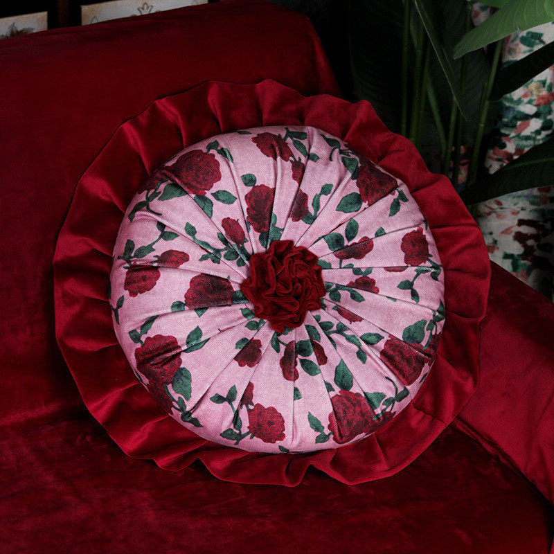 美式抱枕靠垫客厅沙发轻奢靠背车载床头靠背法式玫瑰样板间造型枕