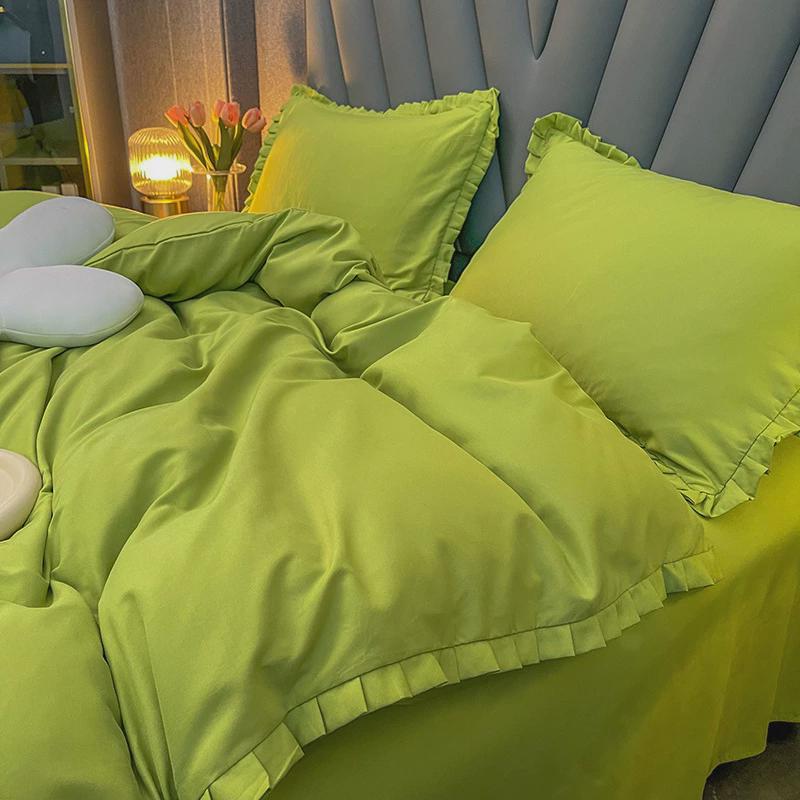 ss水洗棉四件套公主风被套罩床笠单人宿舍三件套少女心床上用品ss