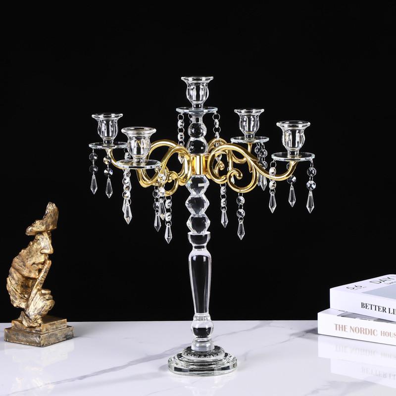欧式水晶烛台摆件婚庆婚礼道具复古烛台餐桌样板房软装包邮装饰品
