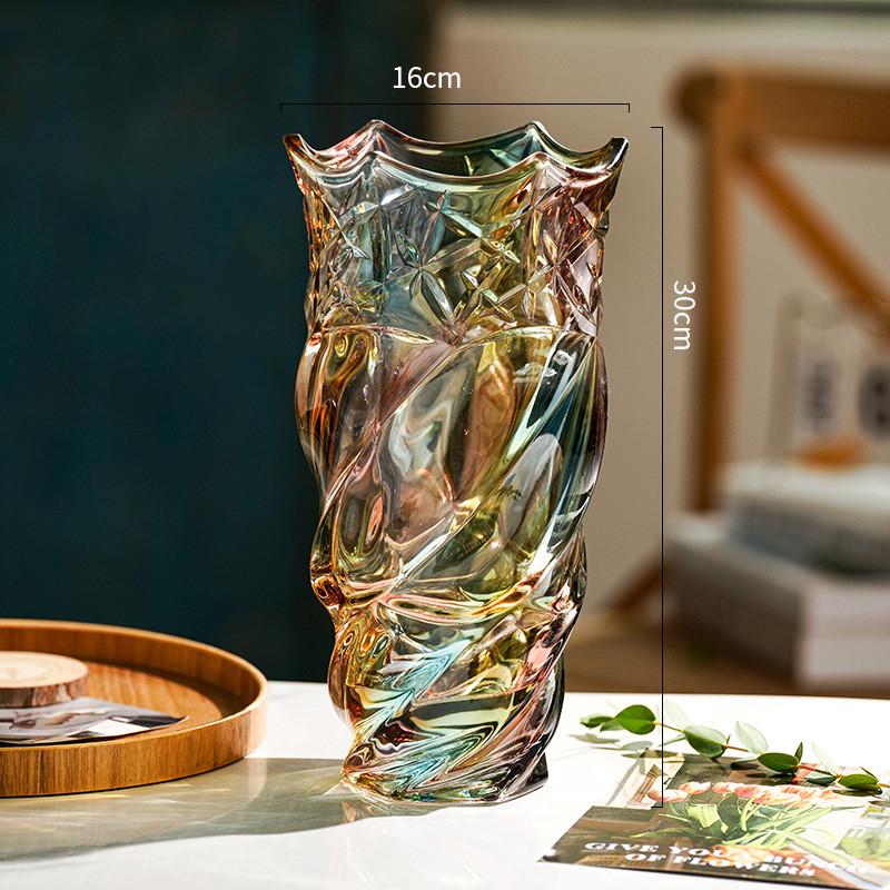 ins风装饰品花瓶摆件客厅插花轻奢水晶玻璃北欧玫瑰卧室水养网红