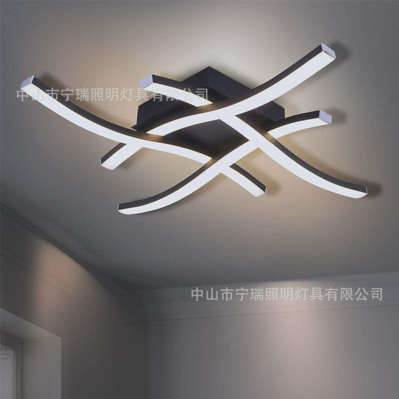 现代简约LED客厅卧室灯四叉创意波浪线条餐厅走廊过道阳台吸顶灯