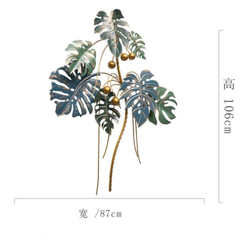 墙上壁挂墙饰客厅装饰墙面挂饰仿真植物铁艺卧室花朵金属轻奢挂件