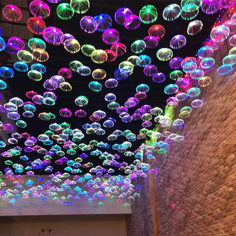装饰led网红光纤水母灯户外氛围灯七彩变色室内外吊灯景观挂树灯