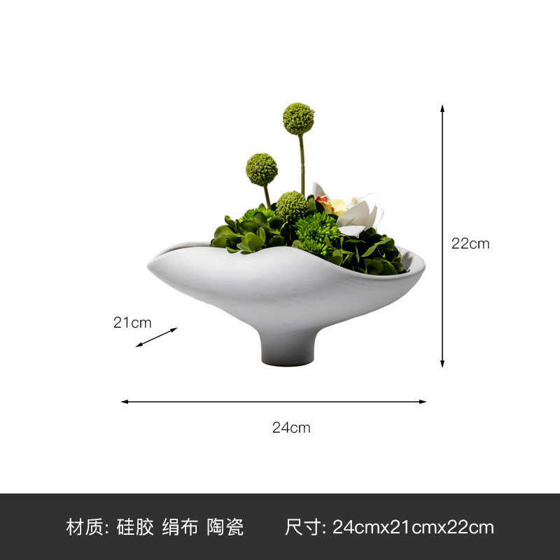 餐饮新中式绿植仿真花干花样板间洽谈桌客厅酒店高级感茶楼装饰花