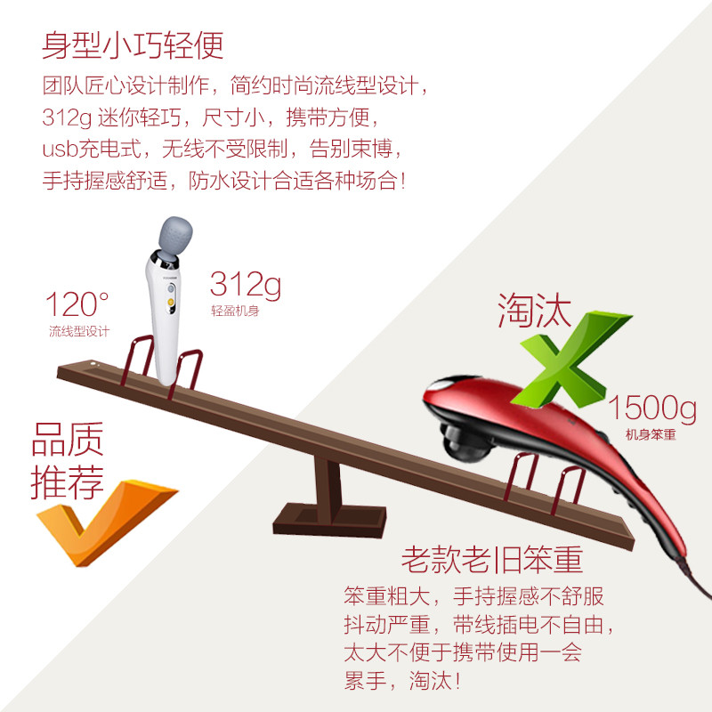 日本海豚按摩器全身多功能无线手持电震动小型棒敲打锤捶背经络仪