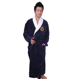 浴袍纯棉割绒毛巾料加厚加大酒店吸水浴衣男士全棉睡袍冬款