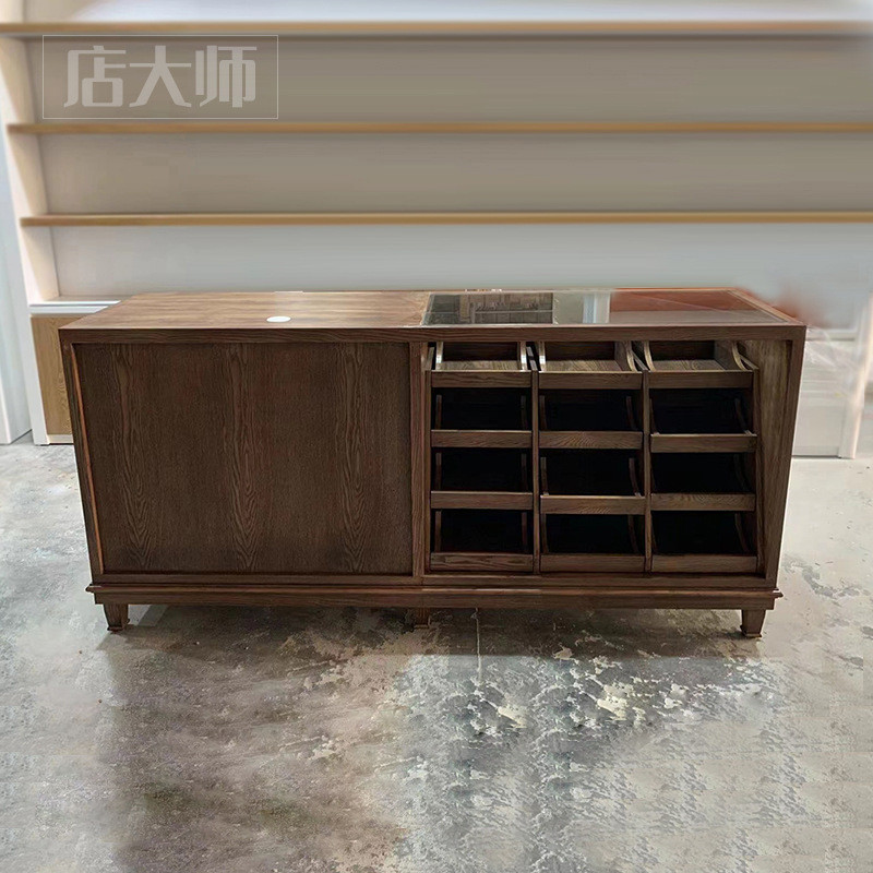 母婴店收银台柜台童装店复古陈列柜展示轻奢产品中岛柜服装店吧台