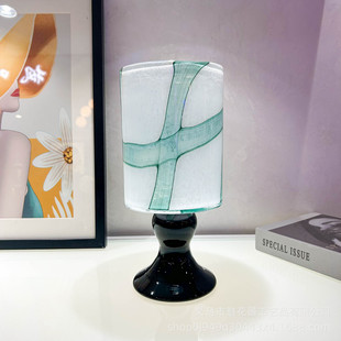 中手工古风高脚琉璃灯台花瓶餐桌客厅高级感民宿酒店样板间插花器