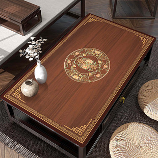 新中式茶几桌布防水防油防烫免洗茶几垫布实木餐桌垫长方形可裁剪