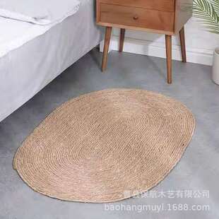 北欧藤编蒲草草绳编织地毯地垫风服装店客厅卧室装饰摄影垫子