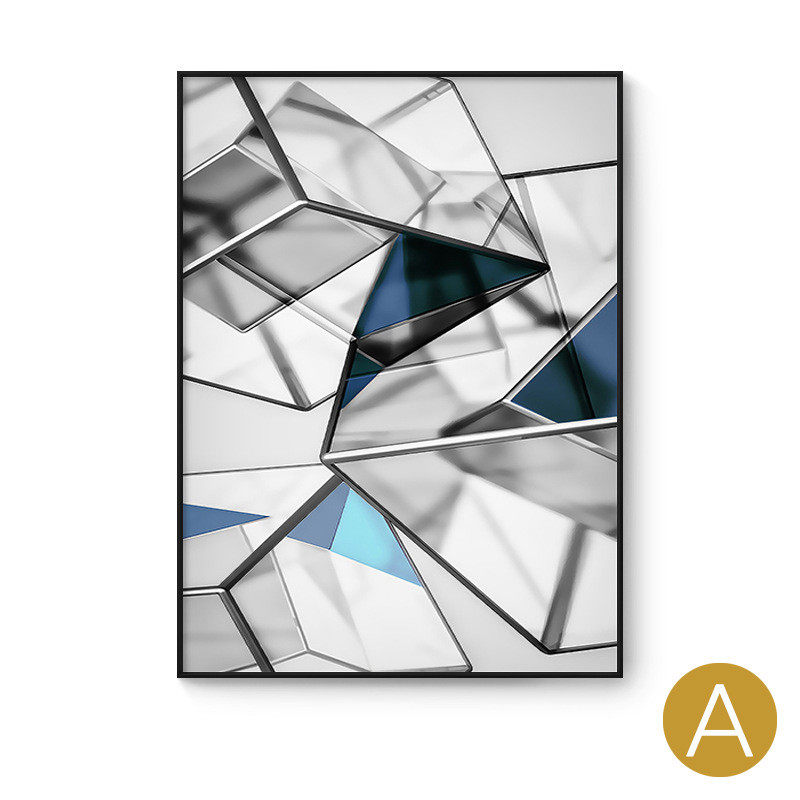 样板间蓝色抽象玻璃客厅装饰画沙发背景墙落地画现代简约玄关挂画