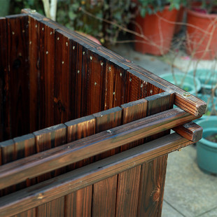 youka防腐木栏杆式植物花箱工程种植大容器庭院会展社区公共花槽