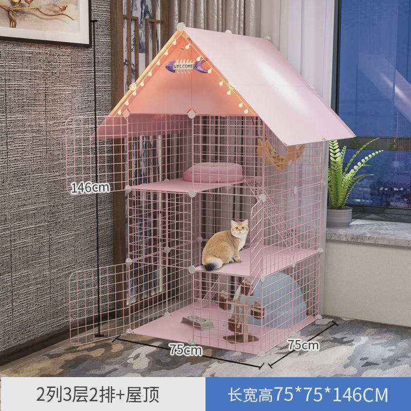 粉色猫屋家用室内猫笼子猫厕一体猫别墅配猫爬架猫垫猫砂盆储物柜