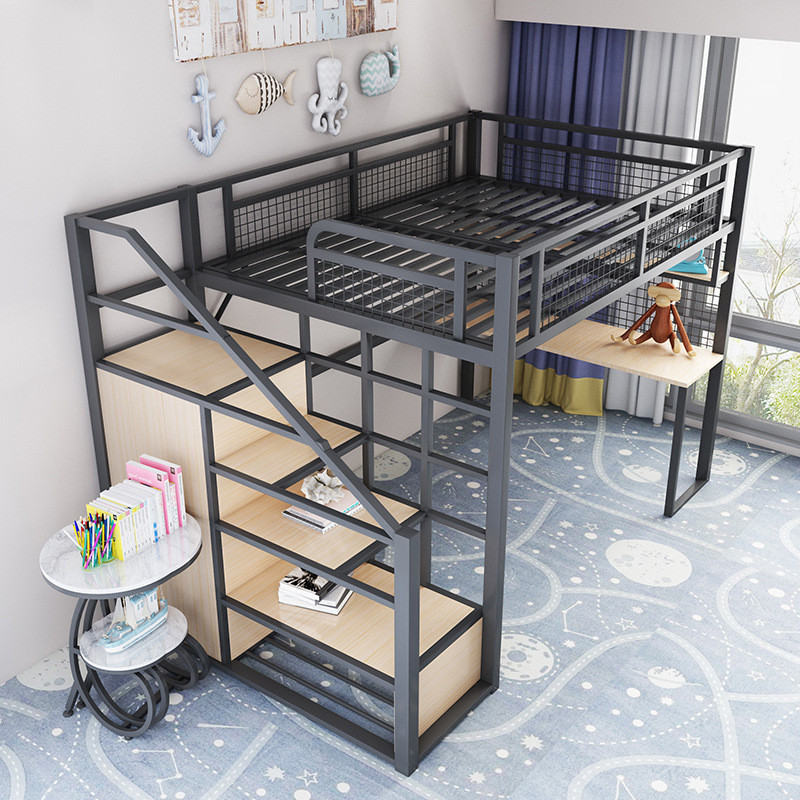 铁艺高架床单上层省空间小户型上床下桌儿童宿舍铁架上下铺阁楼床