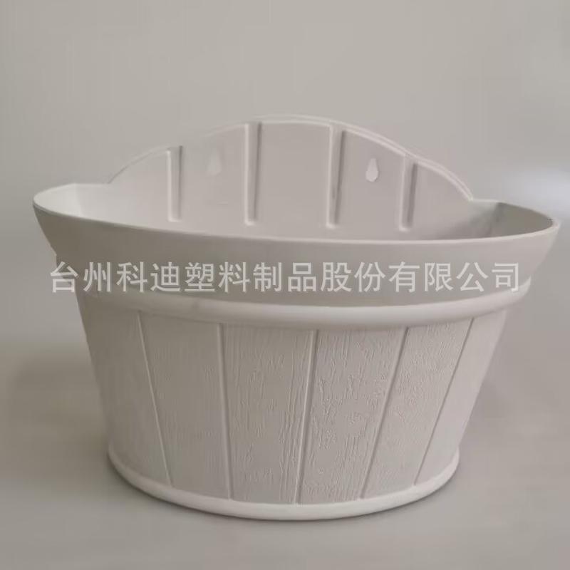 外贸工厂直销kd8022w花盆木桶半圆壁挂墙壁白色绿萝挂篮容器种植