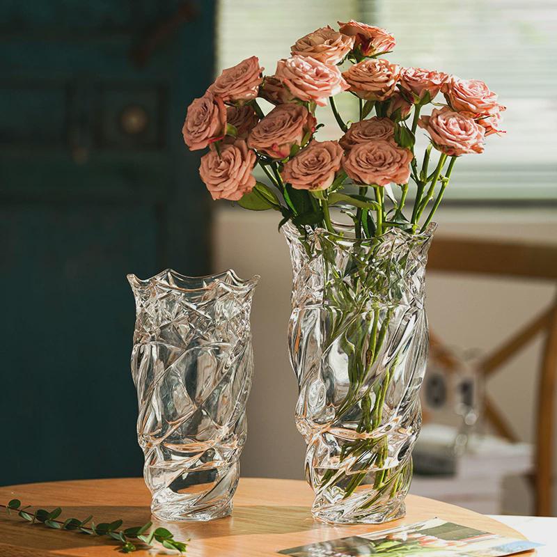 ins风网红花瓶摆件客厅插花轻奢装饰品北欧玫瑰卧室水养水晶玻璃