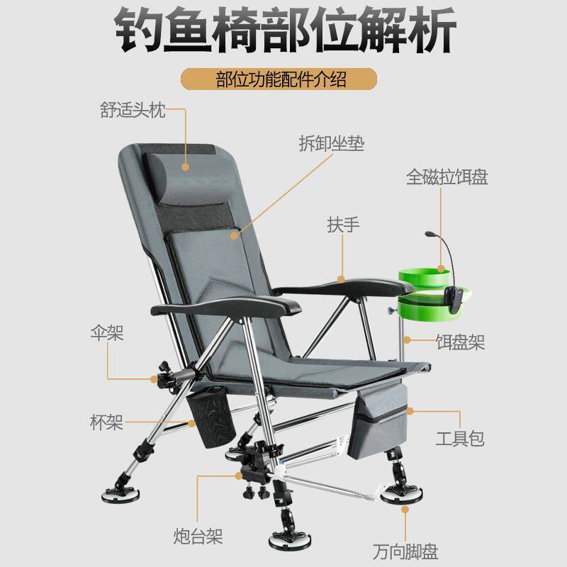 钓椅新款全套欧系加长腿多功能超轻加厚折叠轻便钓鱼躺椅