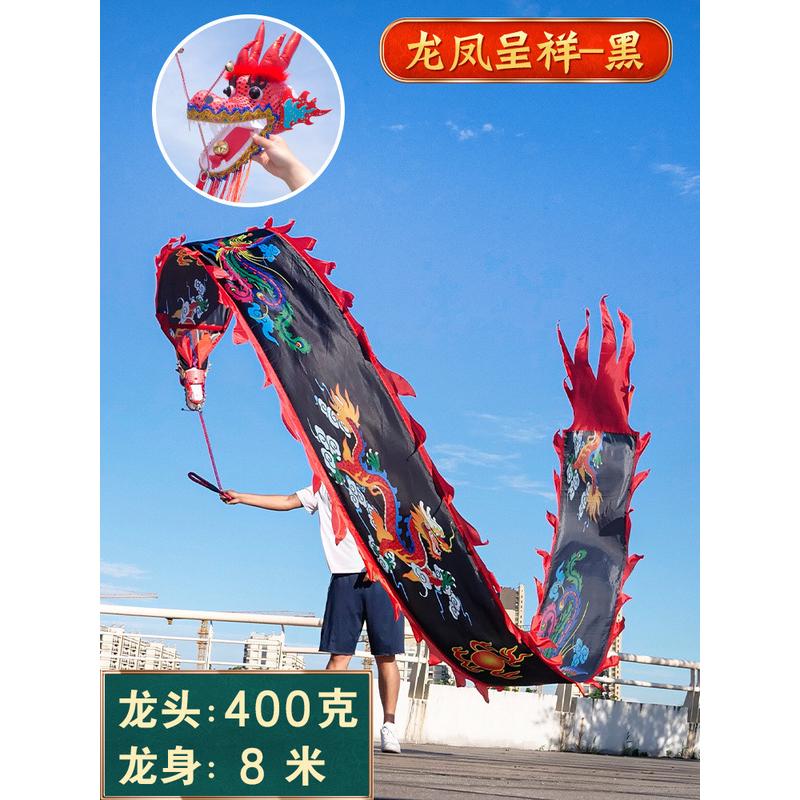 舞龙彩带龙中老年健身甩彩带成人初学耍龙头舞龙道具绸缎广场飘带