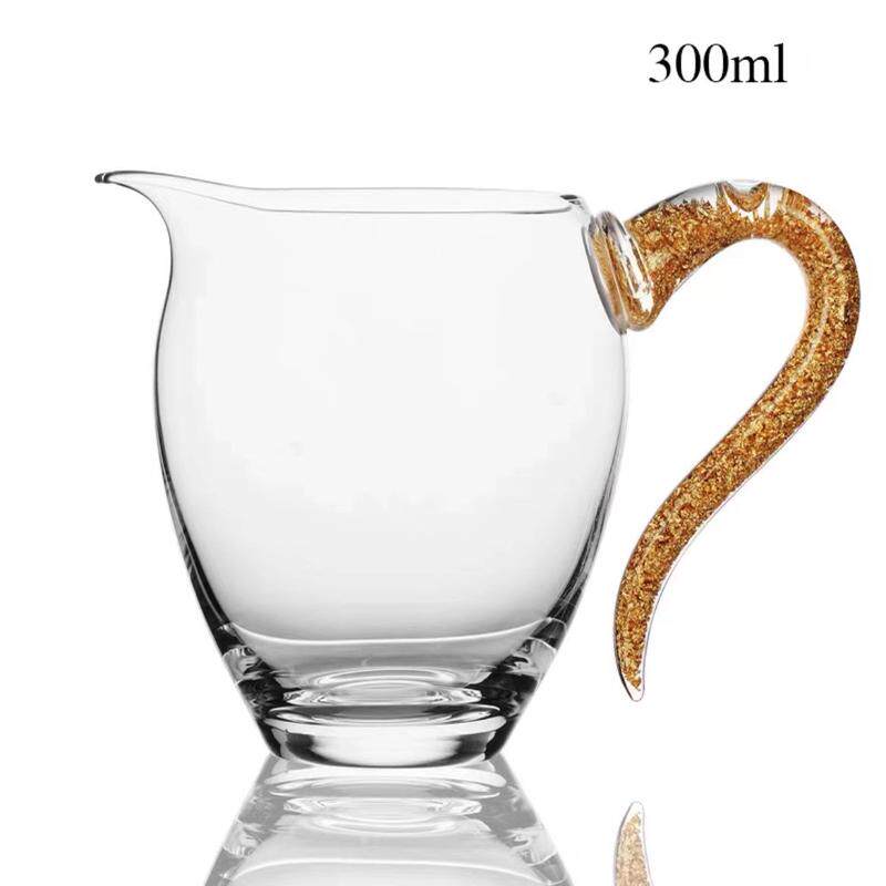 水晶茶具金箔透明杯公耐热玻璃公道杯茶漏套装加厚功夫茶海分茶器