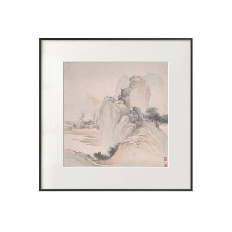 新中式装饰画山水画中国风樊圻山水册玄关餐厅壁画禅意茶室挂画