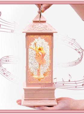 礼物自动飘雪音乐盒旋转八音盒公主儿童生日礼物送女孩小夜灯摆件