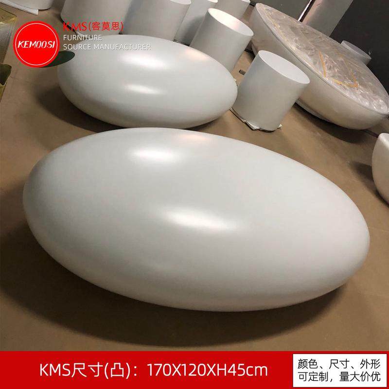 鹅卵石凳玻璃钢商场休闲椅椭圆石头等候公共座椅鸡蛋壳户外圆凳子
