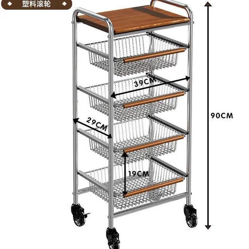 厨房置物架收纳零食移动架家用客厅小推车储物架多层置物架可落地