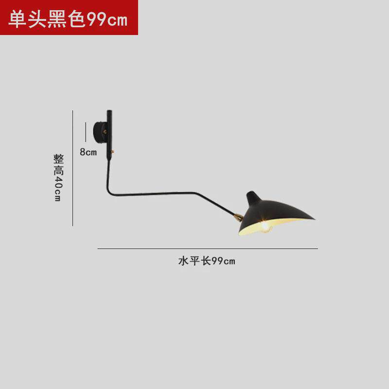 摇臂摆创意个性卧室床头壁灯复古工业风灯客厅张牙舞爪长杆钓鱼