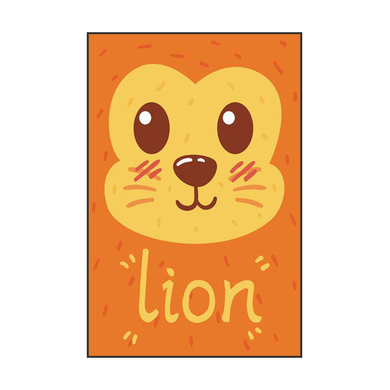 简约现代玄关装饰画客厅橙色可爱卡通狮子电视墙背景墙壁竖版挂画