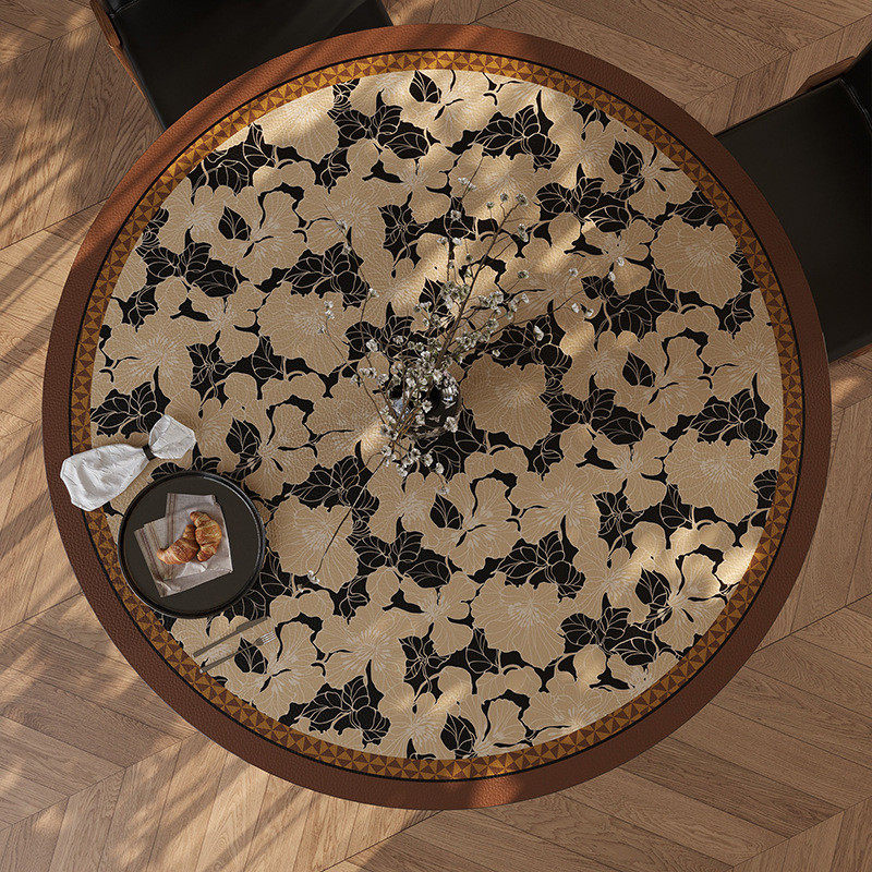 圆桌垫轻奢皮革圆形餐桌桌面垫防水防油防烫免洗复古高级感茶几垫,居家布艺,桌布,淘宝优惠券,粉丝福利购,淘宝优惠卷