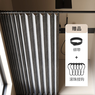 家用折叠浴帘免打孔安装浴室卫生间防水隔断帘干湿分离高档遮挡帘
