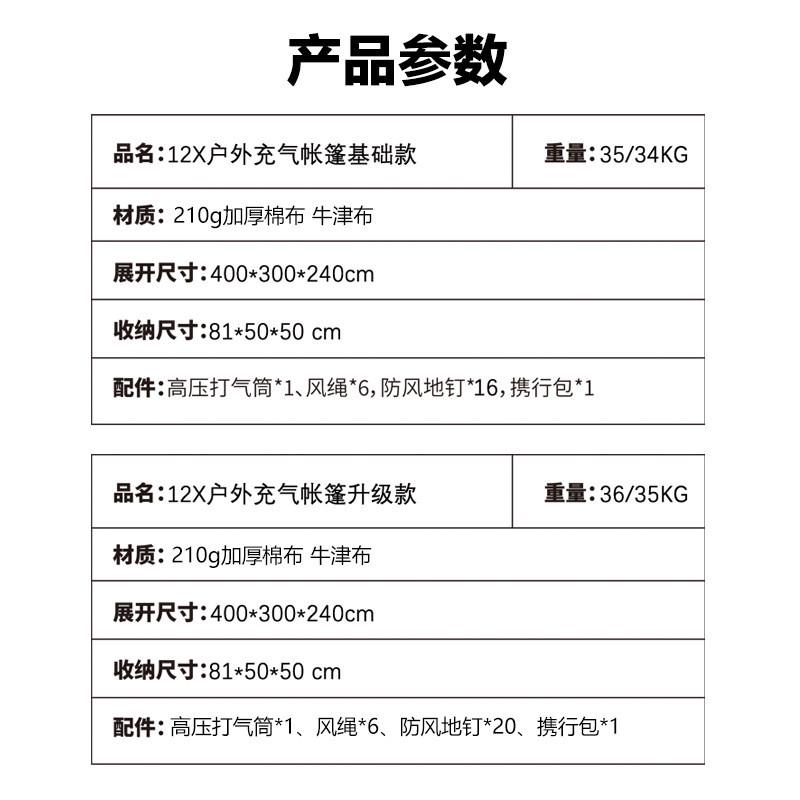 OEM厂家定制12X充气帐篷一室一厅带小天幕露营帐篷6-8人防风防水