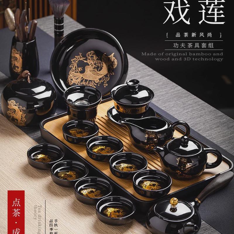 祥业功夫茶具套装家用客厅办公室会客中式高档复古泡茶壶陶瓷茶杯图片