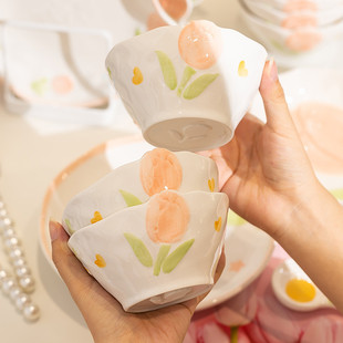 可爱风陶瓷餐具高级感网红异形值碗盘碗具高颜盘子餐具泡面碗组合